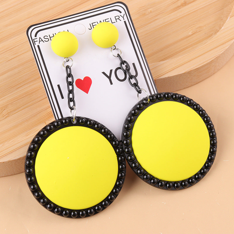 Wholesale Color Three-dimensional Large Round Acrylic Earrings
