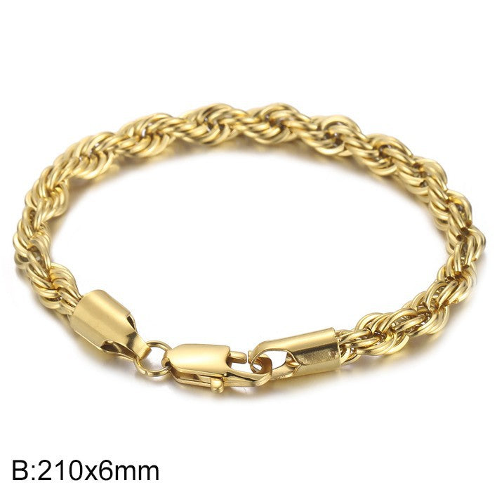 Wholesale Titanium Steel Bracelets Spiral Twist Chain Couple Bracelet ACC-BT-KaLun001
