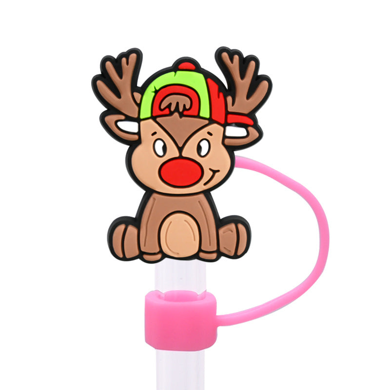 Wholesale Random 100pcs 8/10MM PVC Christmas Soft Straw Tube Cap