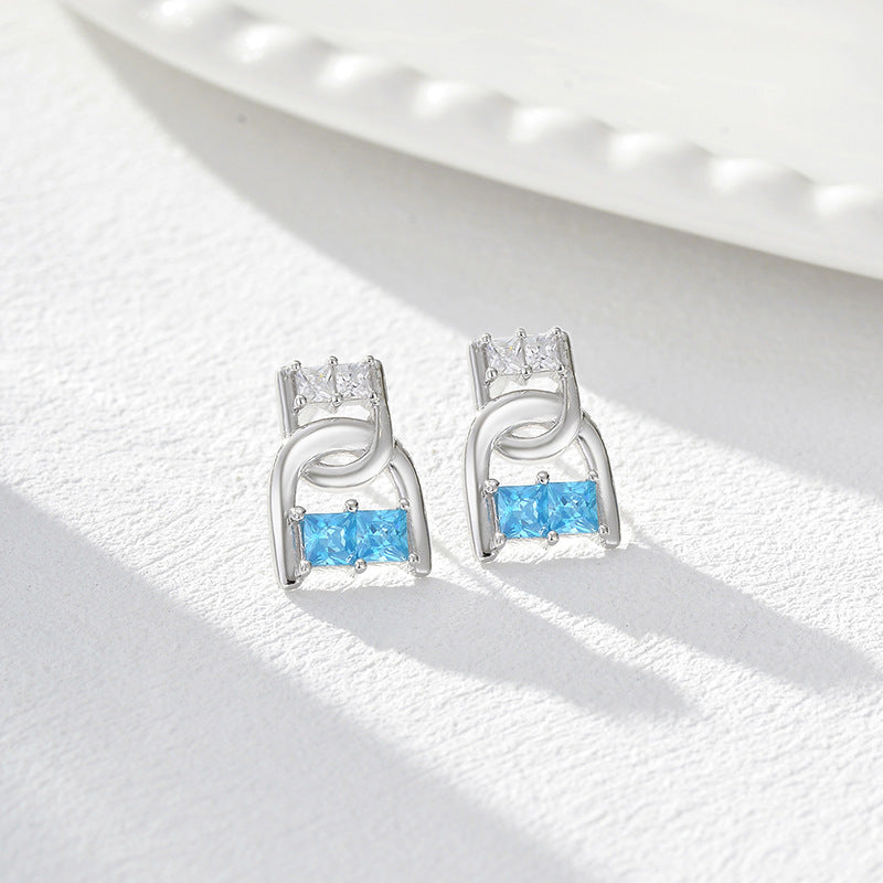 Wholesale  S925 Sterling Silver Zirconia Letter Earrings