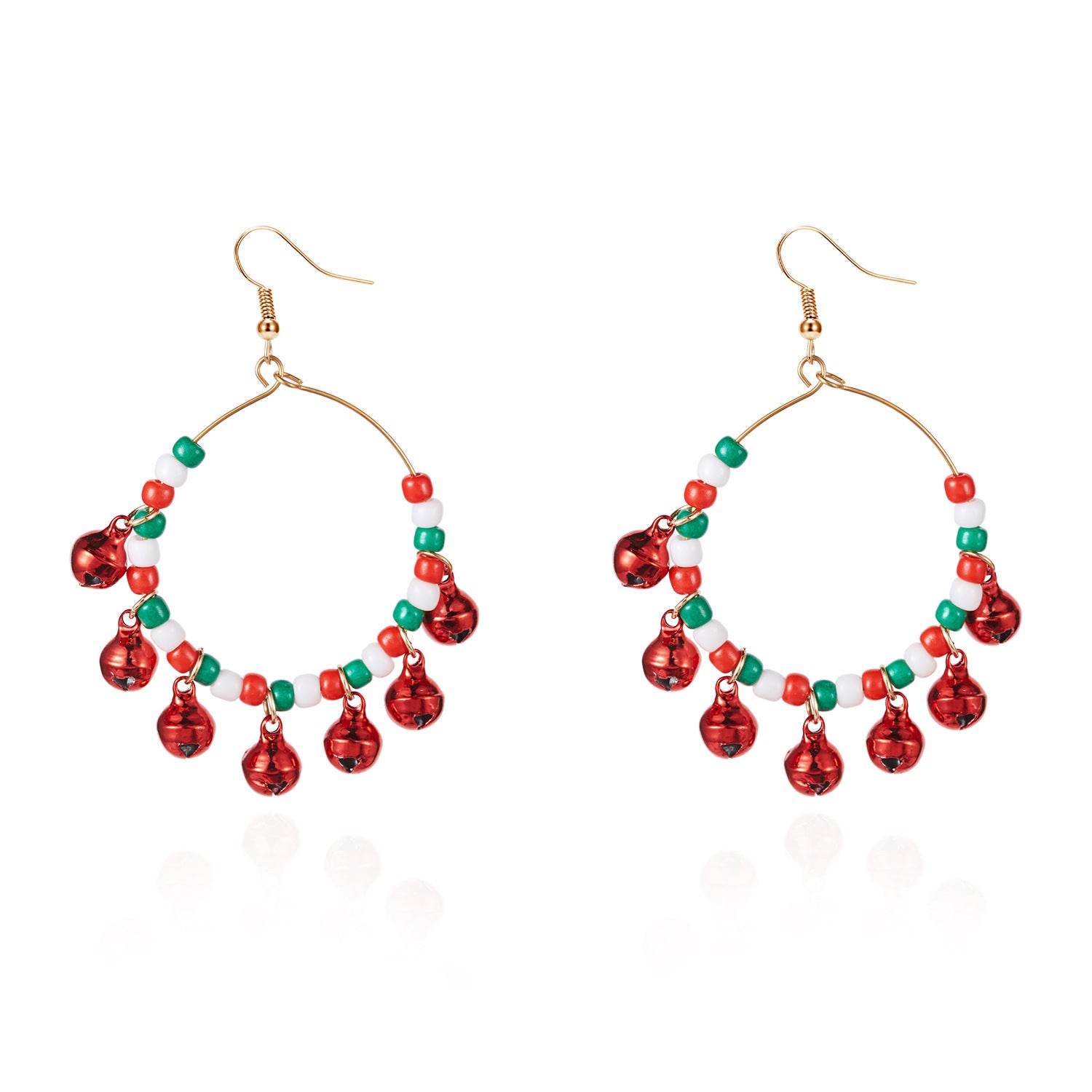Wholesale Christmas contrasting bell tassel earrings