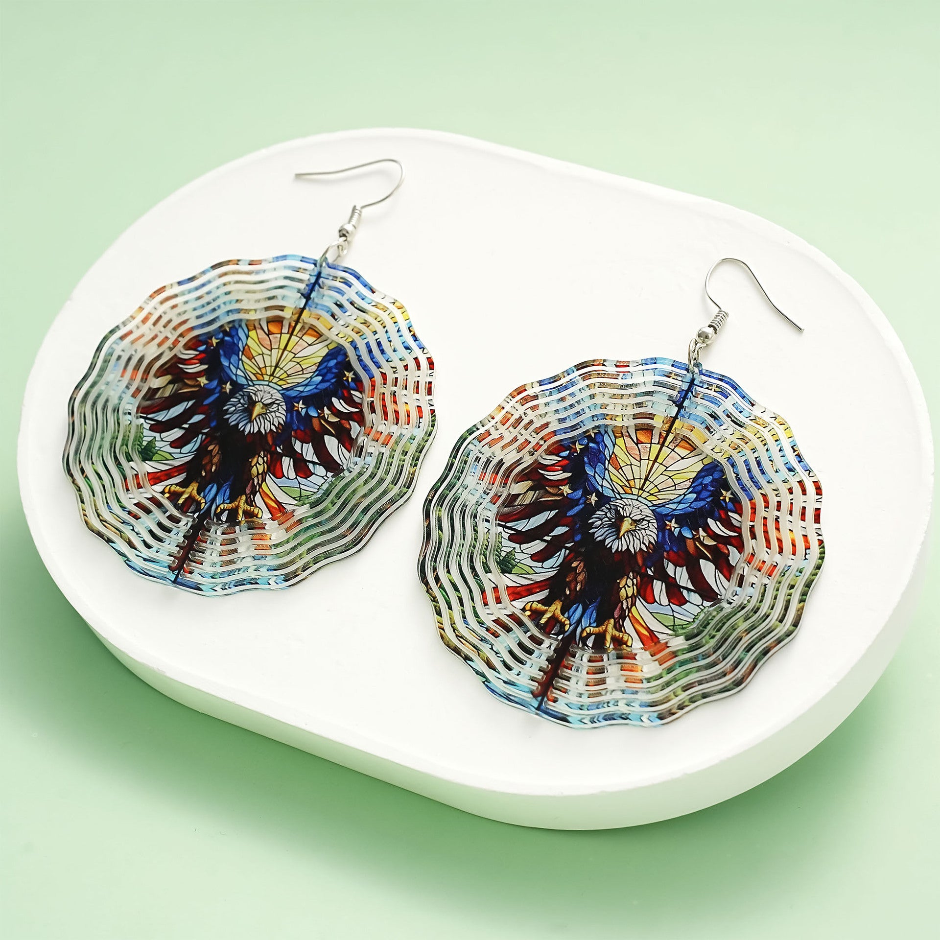 Wholesale  acrylic earrings  personality colorful eagle round large earrings