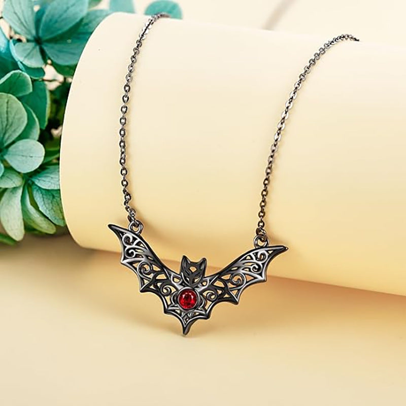 Wholesale Halloween  Gothic Bat Ruby Hollow Necklace