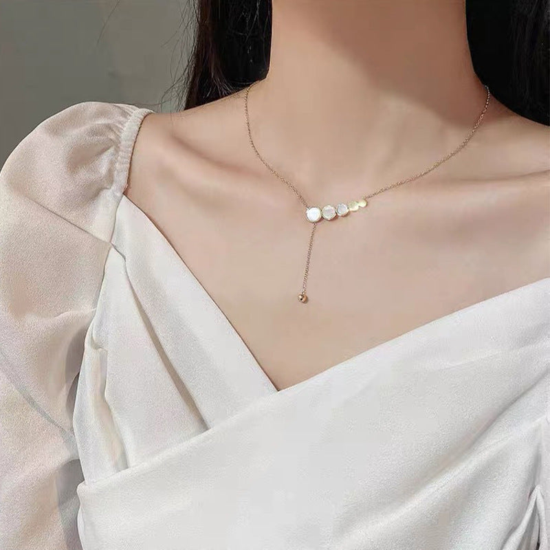 Wholesale Electroplated Titanium Steel Necklace Micro-embedded Clavicle Chain Choker Necklace ACC-NE-Xiyue003