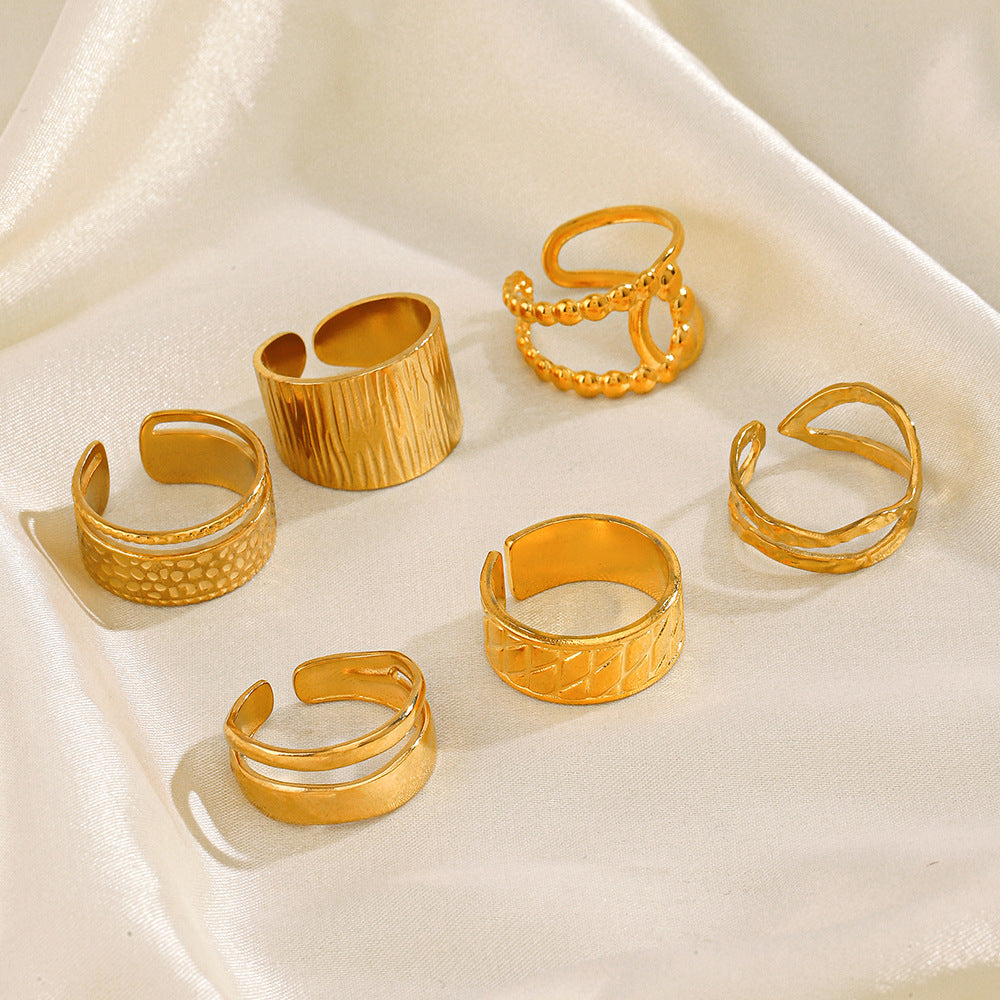 Wholesale Stainless Steel Rings Geometric Open Rings 18K Gold Plated Rings ACC-RS-JiaLi001