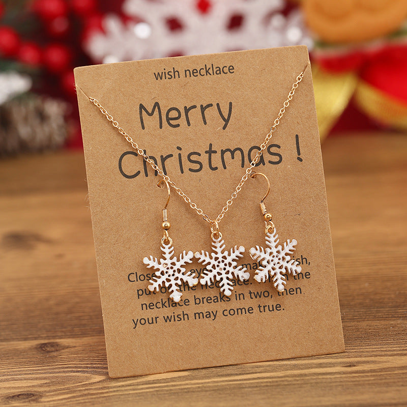 Wholesale Christmas Cute Cartoon Oil Drip Snowflakes 2-piece Necklaces Set ACC-NE-KaiQing008
