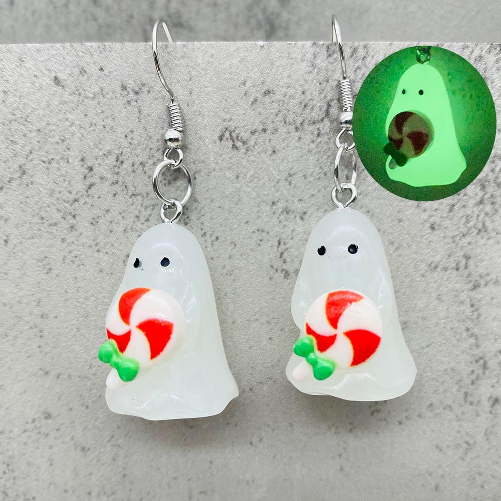 Wholesale Christmas Earrings 3D Three-Dimensional Luminous Ghost Christmas Tree Santa Earrings