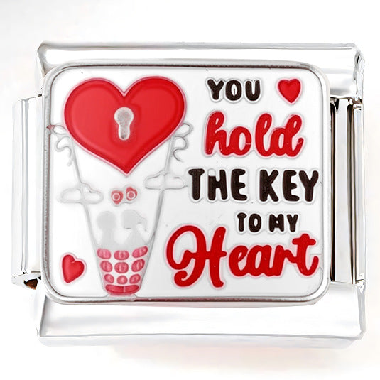 Wholesale Italian Charm Bracelet 9mm DIY Splicing Green Pink Heart Flower Stainless Steel Composable Bracelet