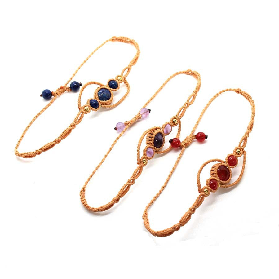 Wholesale Stylish Ethnic Amethyst Crystal Beaded Bracelet Handmade Adjustable Women S Jewelry Fashion Accessory For Boutique Resale