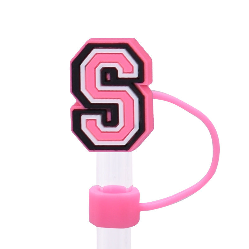 Wholesale Random 100pcs Pink letter cartoon Straw Cover Straw Tube Cap
