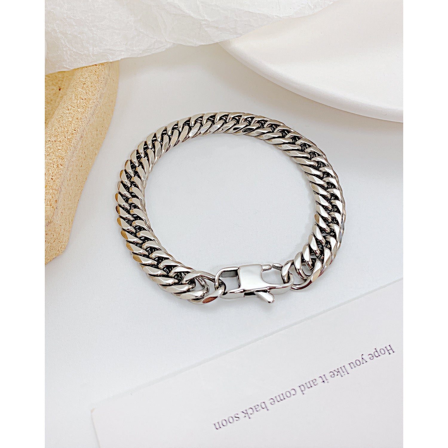 Wholesale Titanium Steel Thick Chain Hip-hop Cuban Chain Bracelet for Men