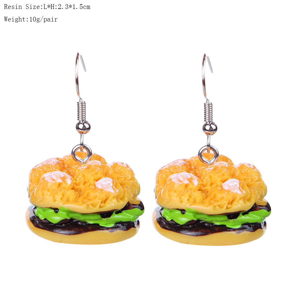 Wholesale  fun  simulation food and play beef hamburger earrings