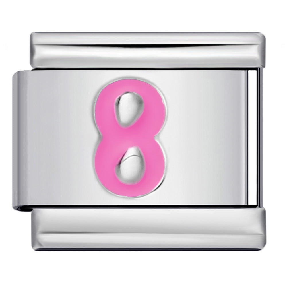 Wholesale Italian Charm Bracelet 9mm DIY Splicing Removable Colorful Arabic Numerals Stainless Steel Composable Bracelet