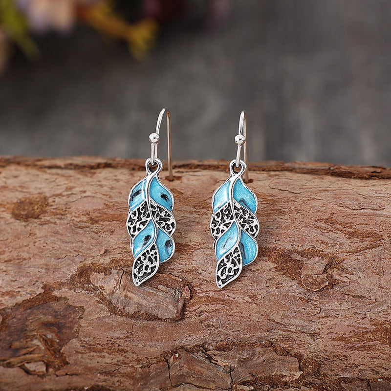 Wholesale Alloy Peacock Feather Earrings Retro Bohemian Trendy Jewelry Accessory