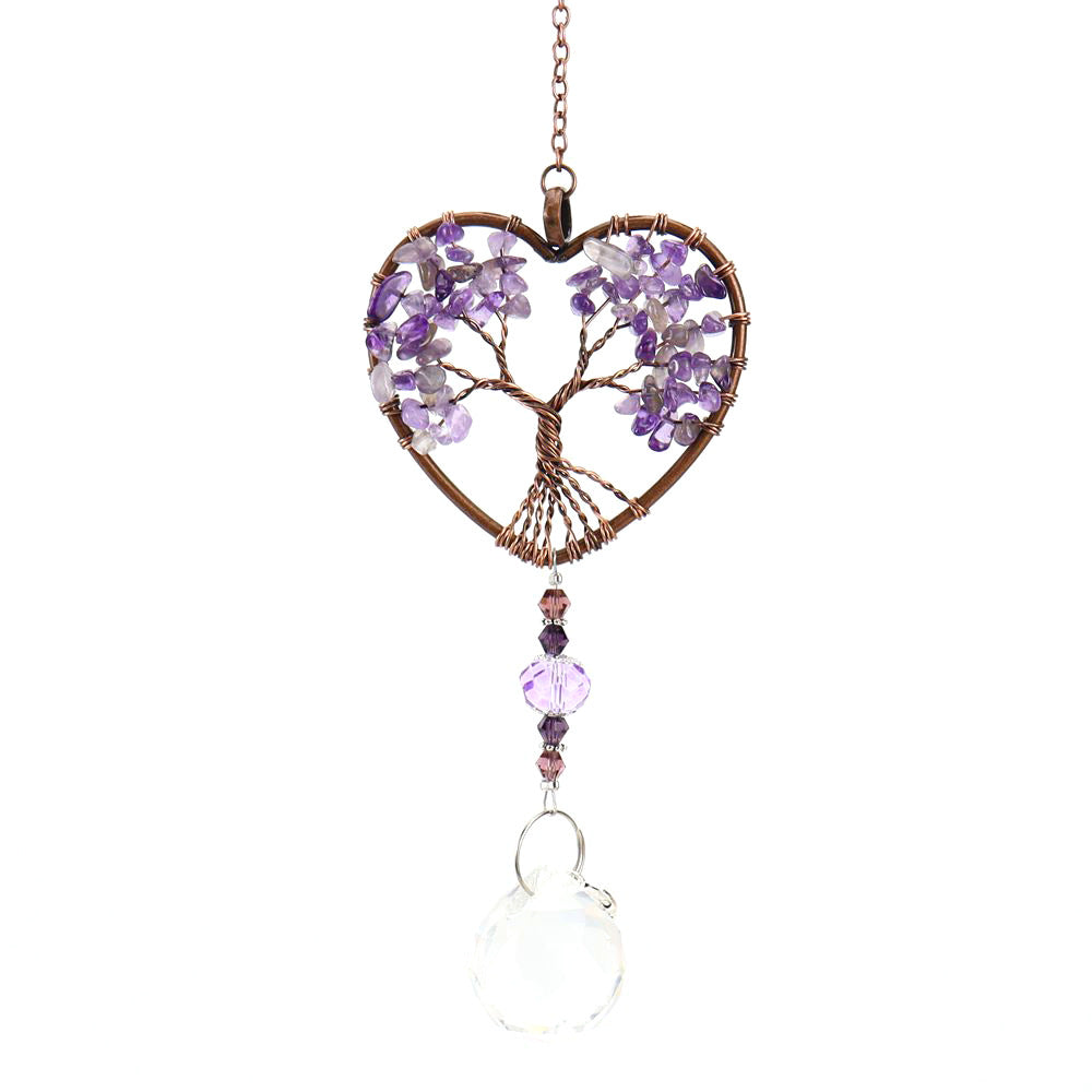 Wholesale  Natural Gravel Tree of Life Crystal Pendant Wind Chimes