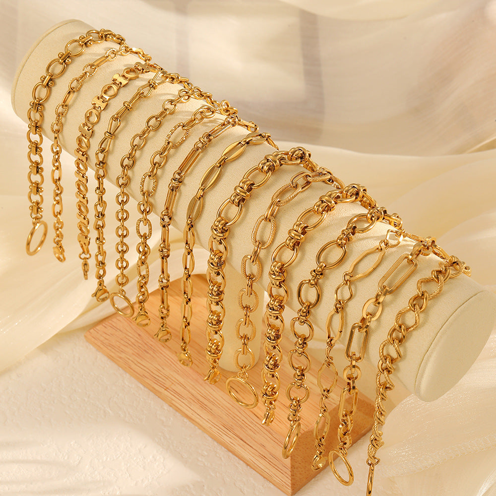 Wholesale 304 Stainless Steel Bracelet 18k Gold Plated Vacuum Electroplating in Furnace