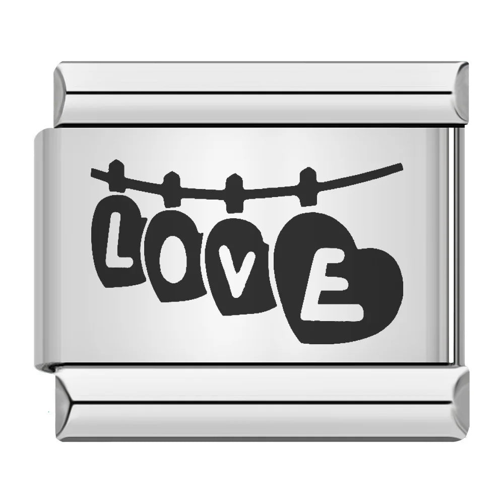 Wholesale Stainless Steel Laser Engraved Pattern Italian Module Bracelet DIY Fashion Jewelry Accessory