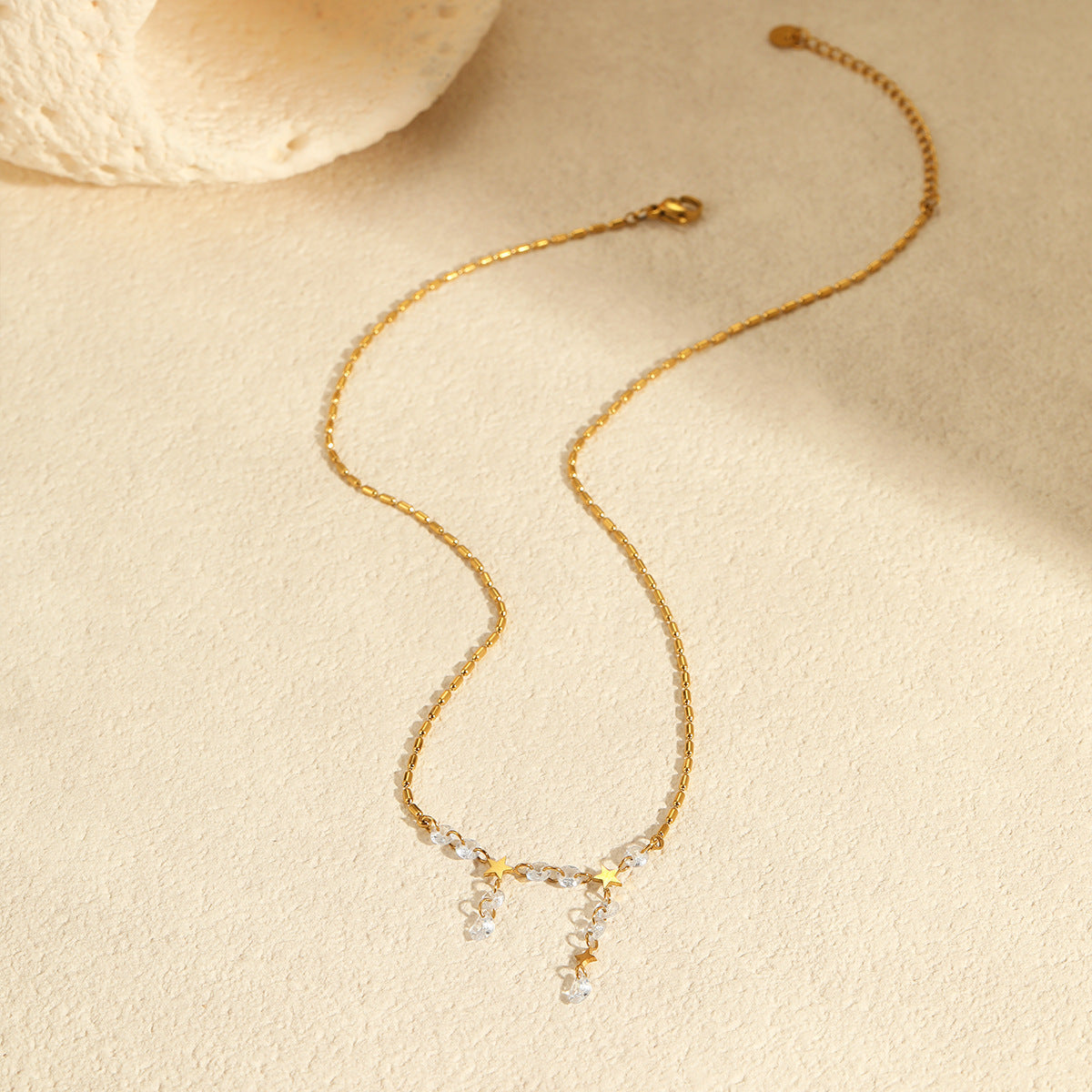 Wholesale Stainless Steel Necklace Plated with 18 Real Gold Inlaid with Zircon Versatile Clavicle Chain