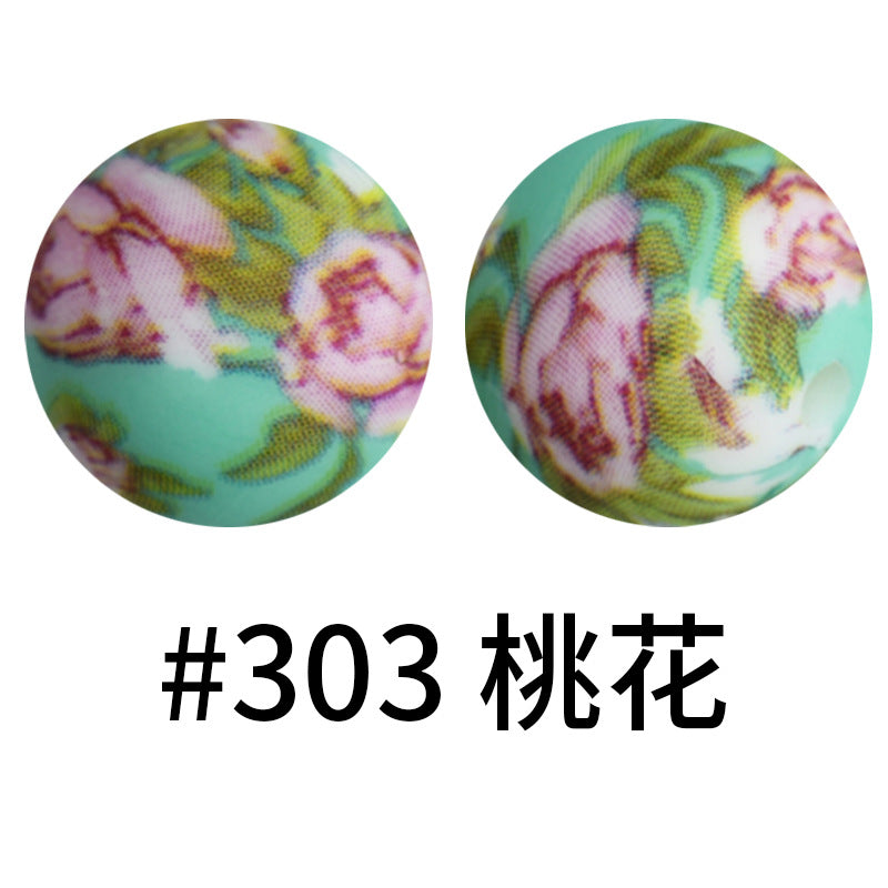 Wholesale 50pcs Western Style Leopard Skull Color Aztec Printed Silicone Balls Beads ACC-BDS-HeSheng005