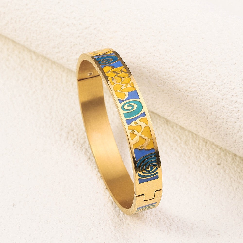 Wholesale Niche Light Luxury Stainless Steel Enamel Oil Drip Bracelet ACC-BT-RuiX005