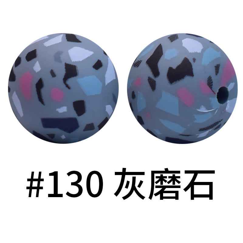 Wholesale 50pcs 15mm Western Style Leopard Skull Color Aztec Printed Silicone Balls Beads ACC-BDS-HeSheng006