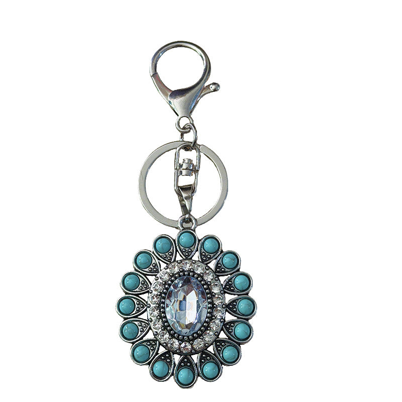 Wholesale Bohemian Style Alloy Keychain with Rhinestones - Vintage Women' s Bag Charm,  Gift for Her