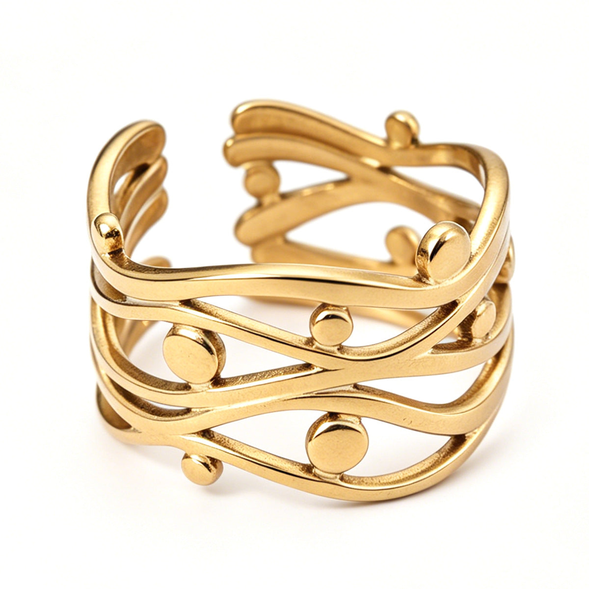 Wholesale Gold-Plated Geometric Open Rings Minimalist Stainless Steel Jewelry Accessory for Daily Wear