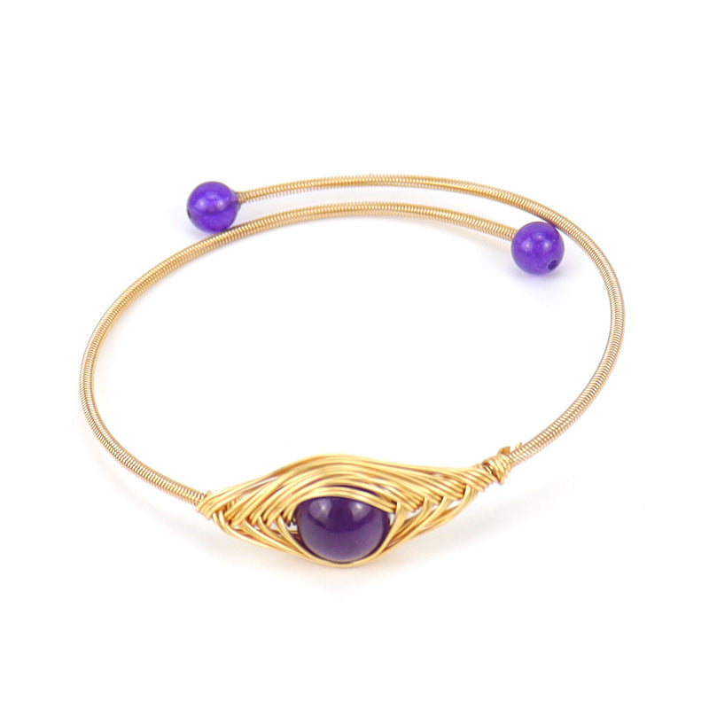 Wholesale Handmade Evil Eye Beaded Bracelet Amethyst Crystal Fashion Accessory