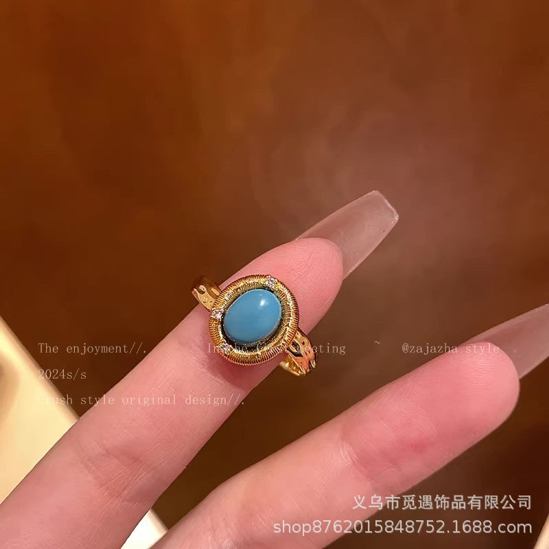 Wholesale Bohemian Ethnic Ring,  Retro Imitation Turquoise,  Alloy,  Women' s Jewelry Accessory for Everyday Wear or Gift