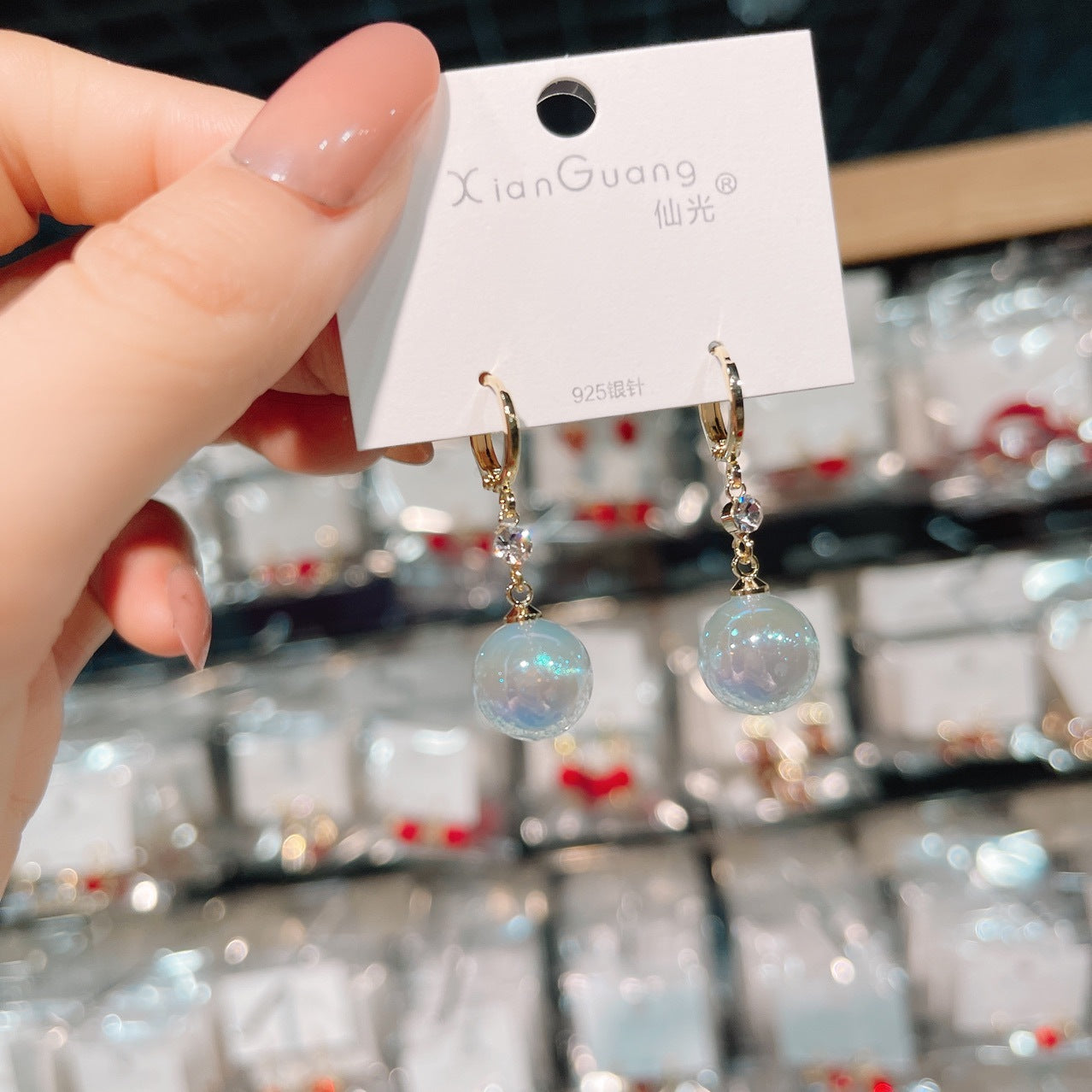 Wholesale Long Gold-plated Colorful Mermaid Pearl Earrings ACC-ES-KaiKang001