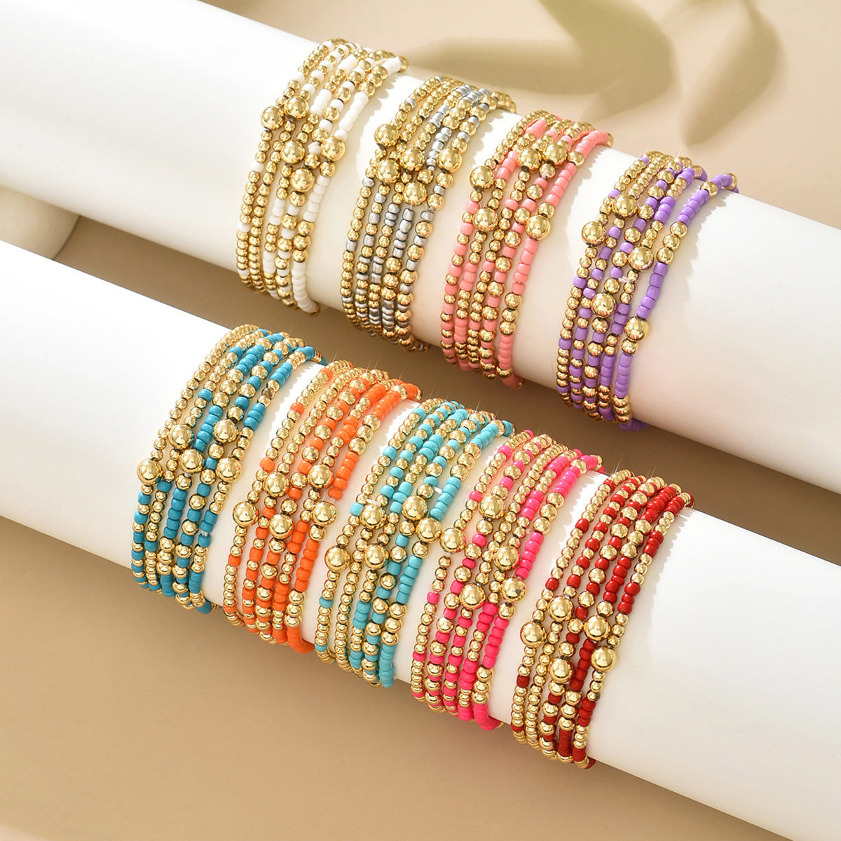 Wholesale Bohemian Beaded Bracelet Set Colorful Cross Design Women S Jewelry Accessory Gift