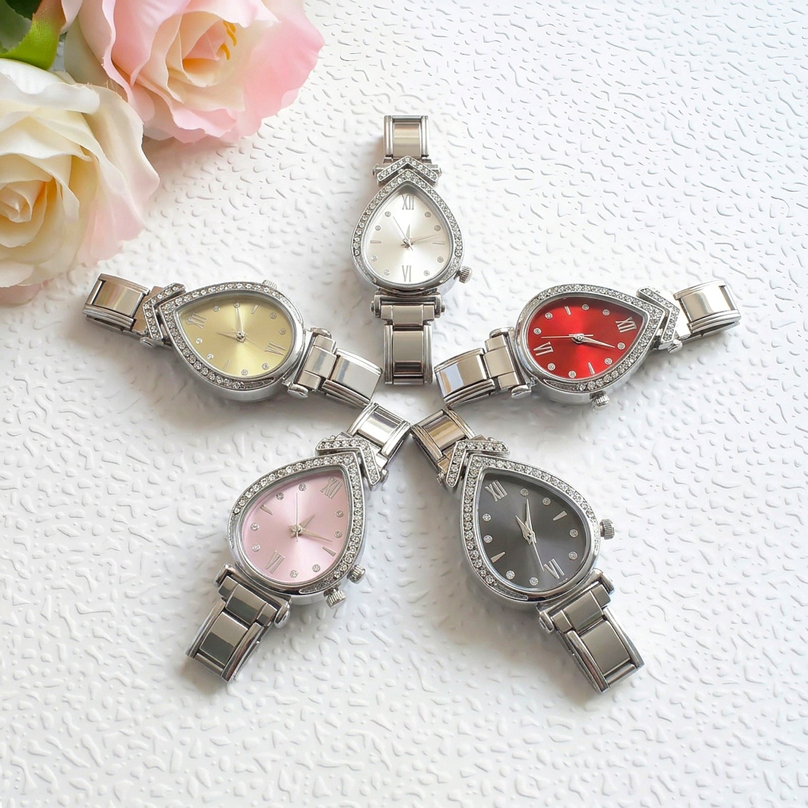 Wholesale Teardrop Shaped Stainless Steel Rhinestone Connector For DIY Modular Bracelet Making