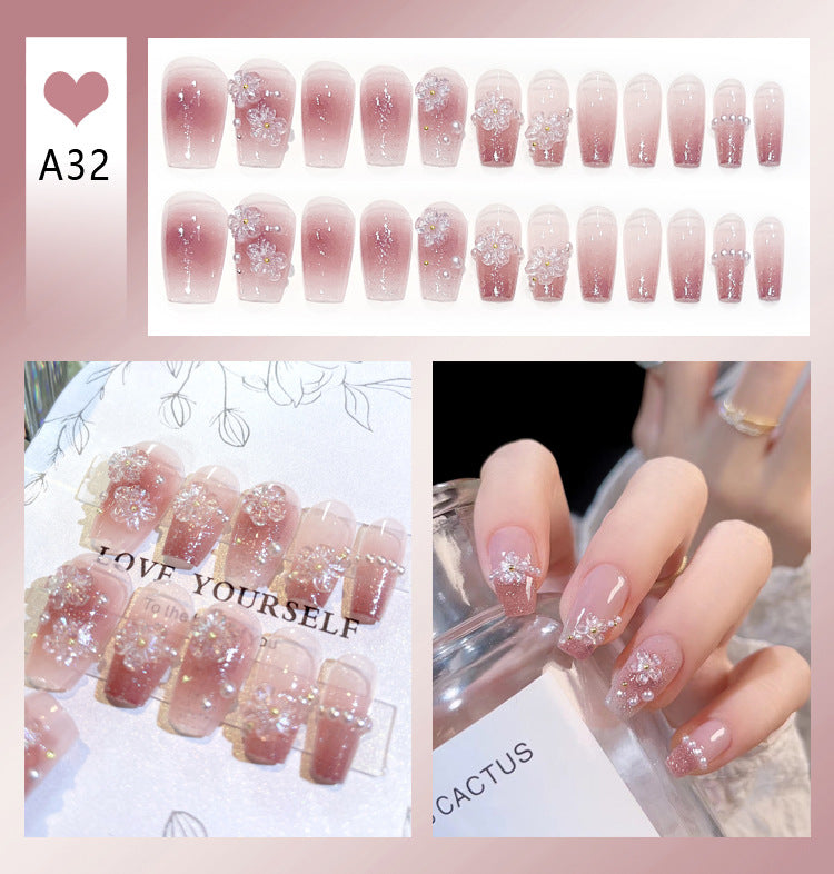 Wholesale 24 Pieces/box Diamond Butterfly Glitter Nail Art Press-on Nails Kits Nail Stickers ACC-NS-DiNa002