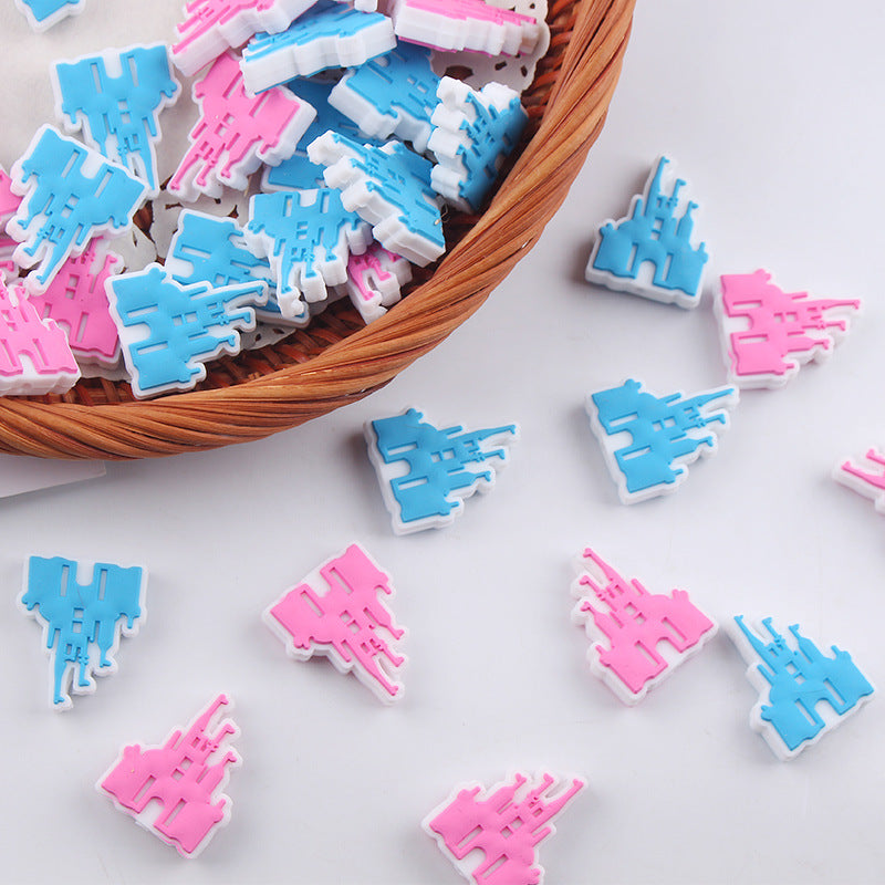 Wholesale 5pcs Cartoon Castle Silicone Focal Beads ACC-BDS-GuangTian038