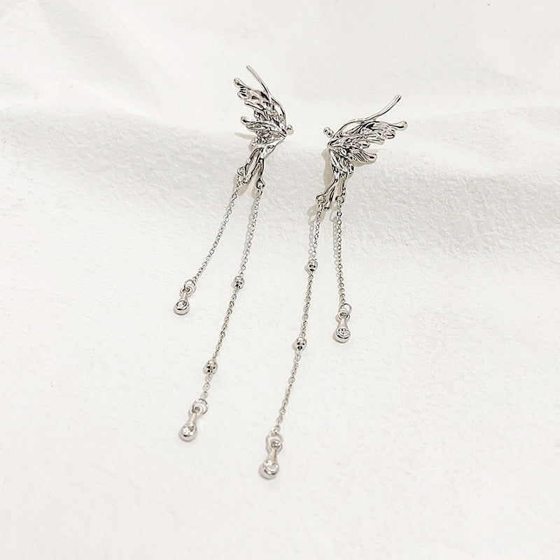 Wholesale  long tassel bow chain ear clip earrings