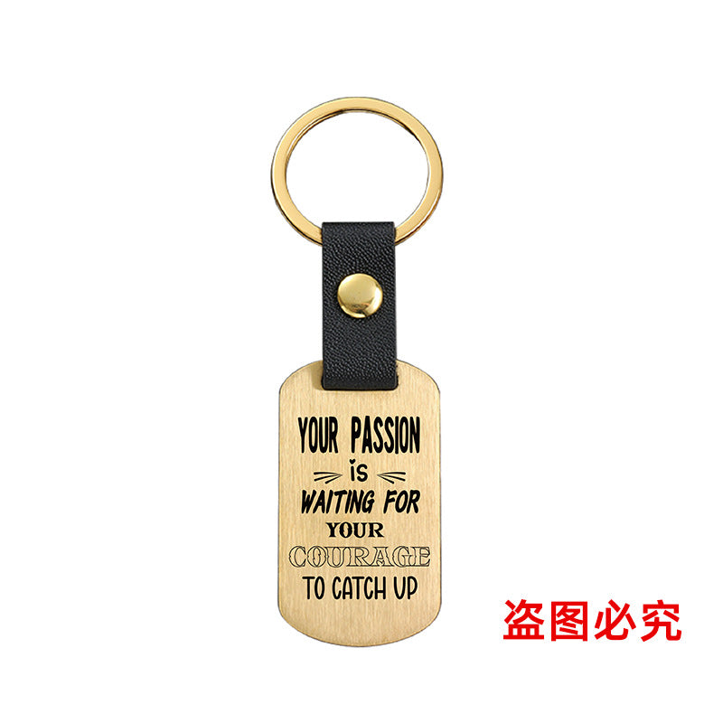 Wholesale Motivational Positive Metal Leather Keychains ACC-KC-GangGu032