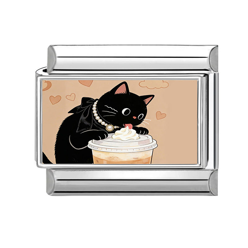 Wholesale Cat Theme DIY Modular Bracelet Stainless Steel Fashion Jewelry Accessory Gift