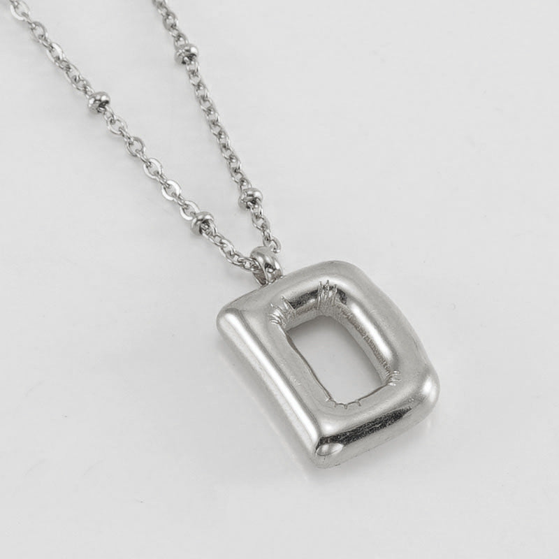 Wholesale  bubble letter necklace 18K stainless steel English letter pendant jewelry