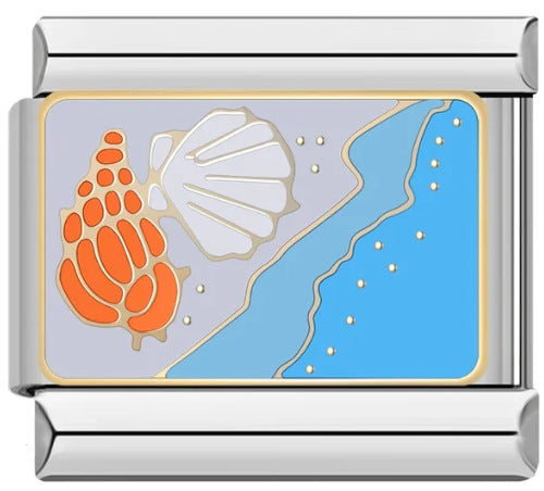 Wholesale  Italian Module Bracelet  Blue Ocean ElementsStainless Steel Welding Pattern DIY Charms