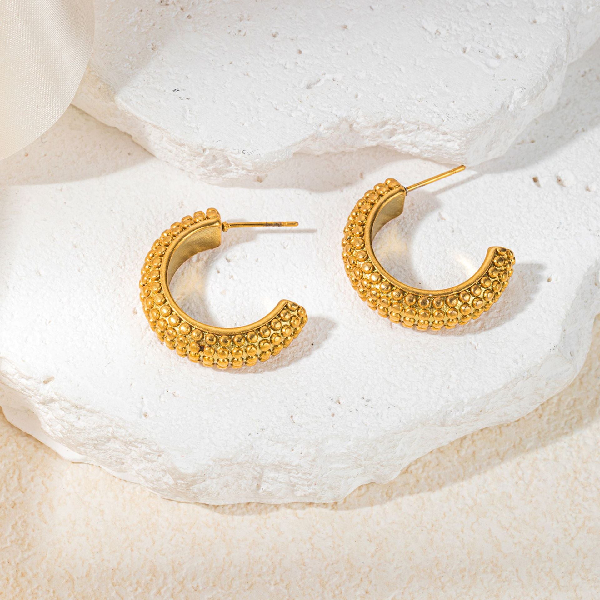 Wholesale French-Style Semicircular Titanium Steel Earrings,  Fashion Accessory for Everyday Wear Boutique Resale
