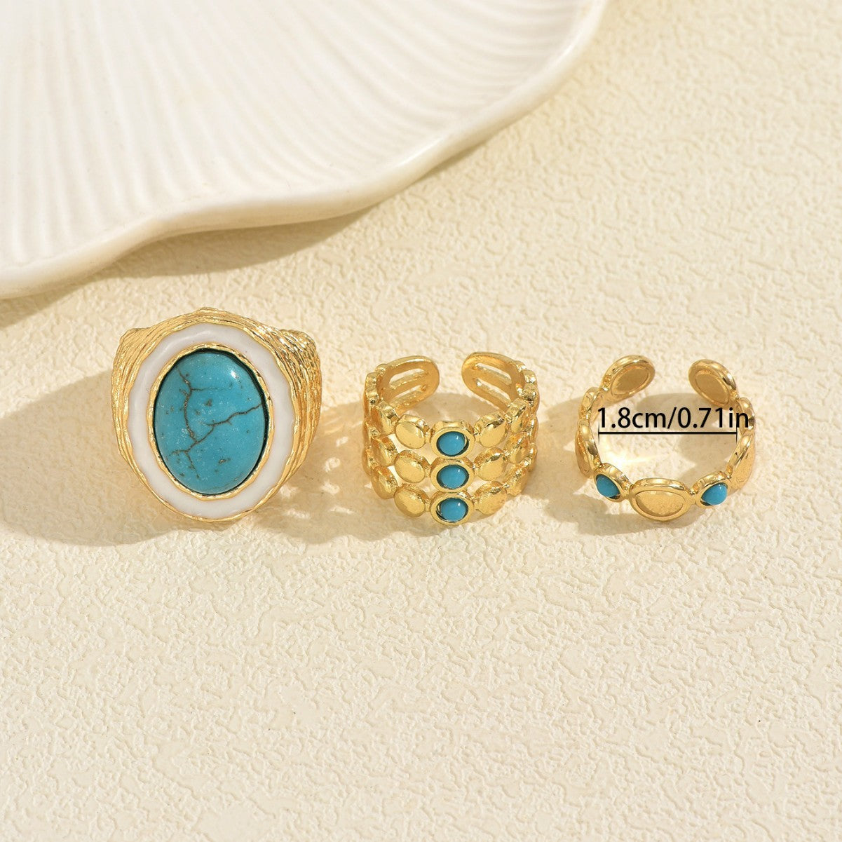 Wholesale Vintage Geometric Turquoise Open Ring - Fashion Jewelry Accessory for Women