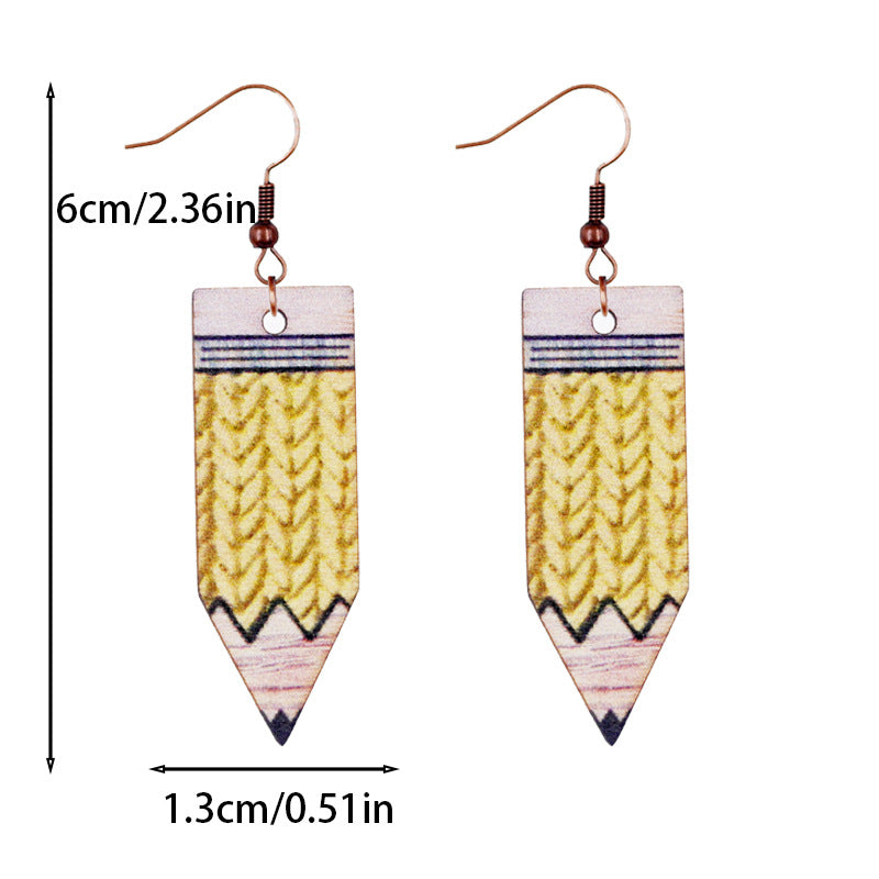 Wholesale Graduation Season Back To School Season Wood Earrings ACC-ES-WeiAn009