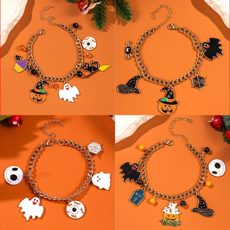 Wholesale  Funny Ghost Pumpkin Bracelet Alloy Electroplating Party Jewelry