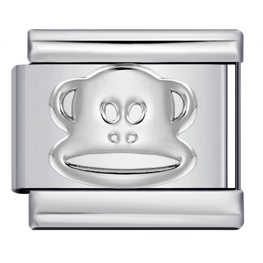 Wholesale  Italian modular  Convex silver stamped pattern DIY titanium steel bracelet