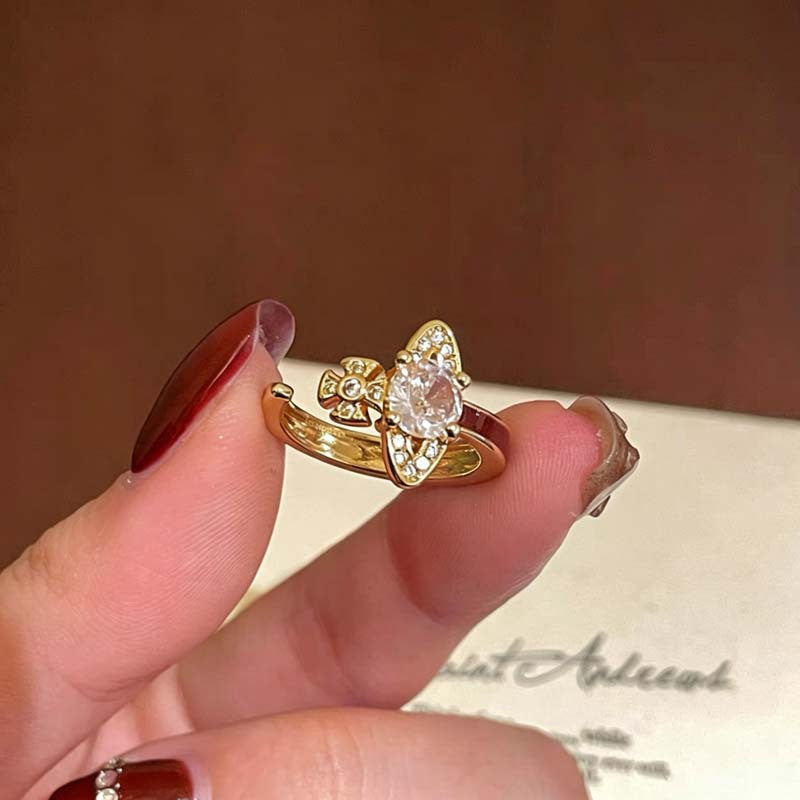 Wholesale Saturn Zircon Gold Open Ring For Women Stackable Party Jewelry Accessory