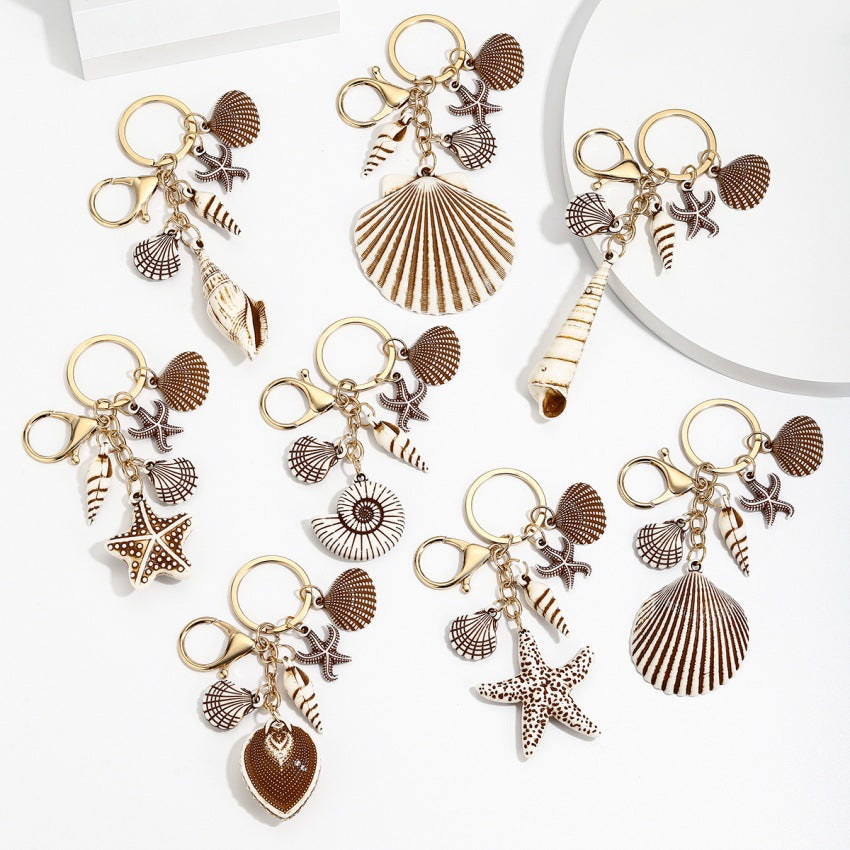 Wholesale Resin Starfish Seashell Ocean Series Keychain Pendant Fashion Bag Charm Wedding Gift