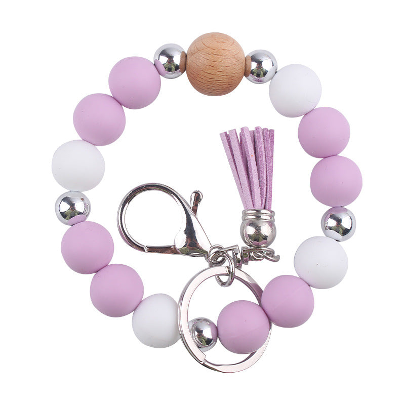 Wholesale Solid Color Silicone Beaded Wrist Keychain ACC-KC-GuangTian056