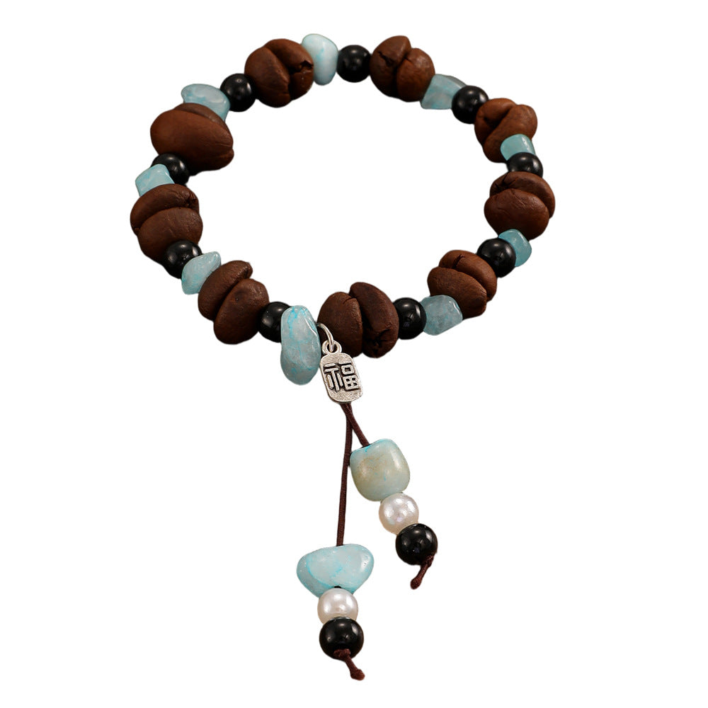 Wholesale New Chinese Style Cat Paw Coffee Bean Beaded Bracelet Unisex Retro Fashion Jewelry Accessory Boutique Gift