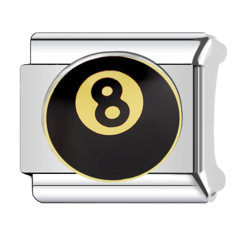 Wholesale  Italian Charm Bracelet 9mm DIY  Black 8 Flame Style  Creative Stainless Steel Composable Bracelet