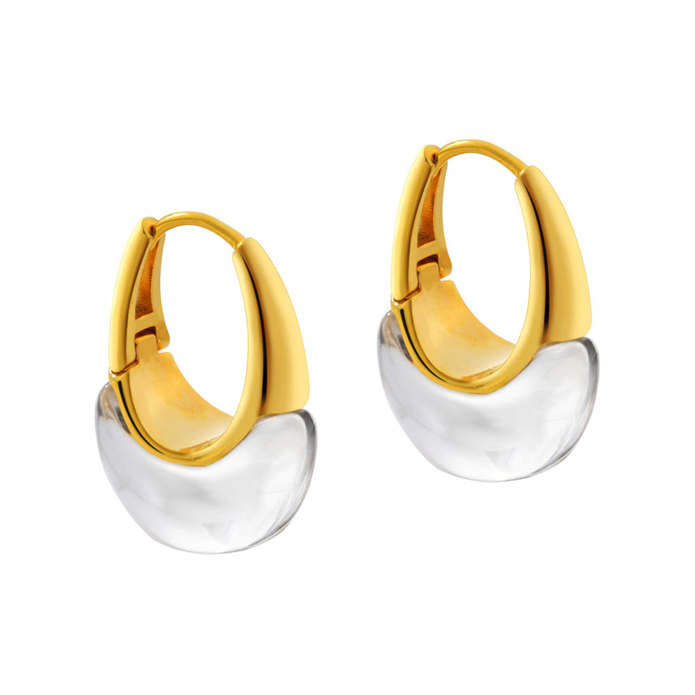 Wholesale  Asymmetrical Texture, Transparent Resin Elegant Earrings